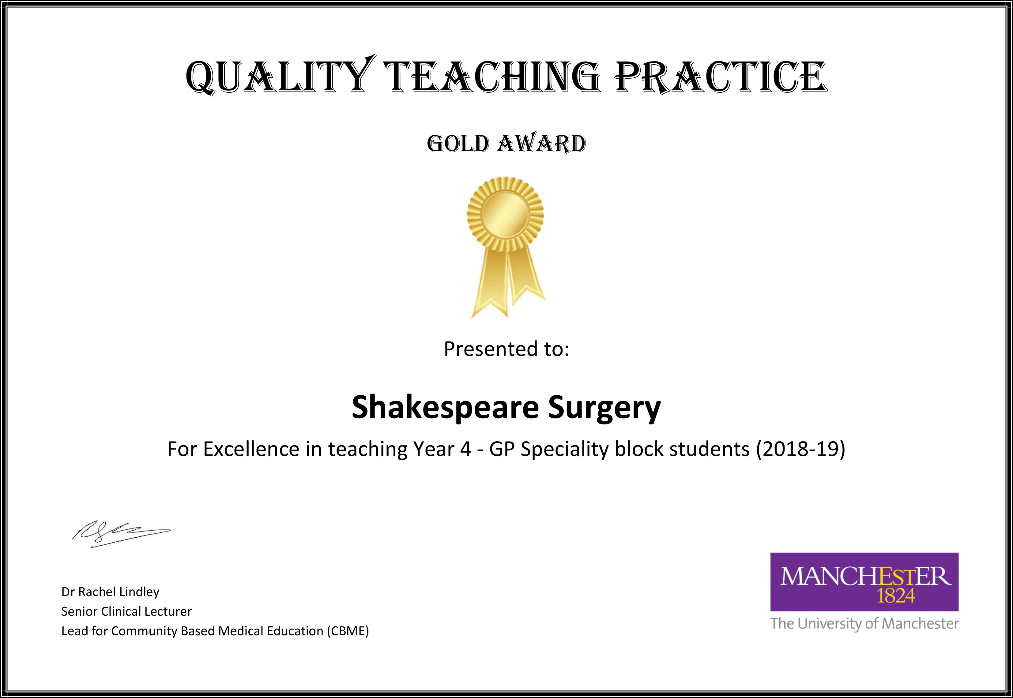 Teaching award